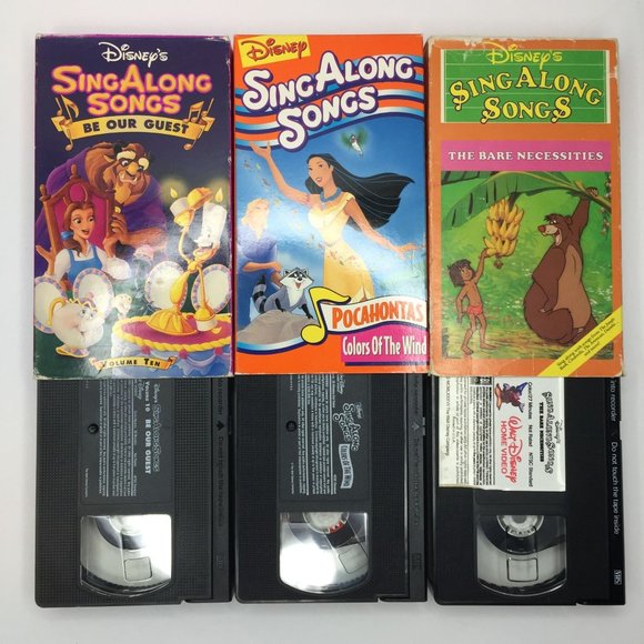 Vintage Set 6 Disney's Sing Along Songs VHS Be Guest Fun Music Bare Necessities - Picture 2 of 15